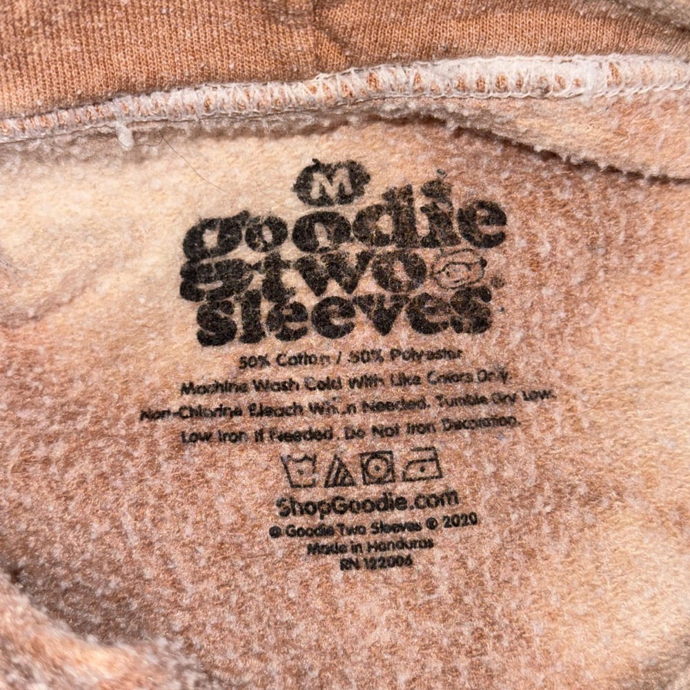 Goodie Two Sleeves Leopard Graphic Hoodie Brown Tie Dye Pullover Sporty Lounge M - Picture 5 of 5